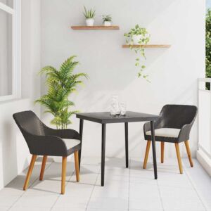 Pood24 Aia söögilaudade komplekt padjaga 3 pcs Must polürotang