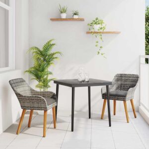 Pood24 Aia söögilaudade komplekt padjaga 3 pcs Hall polürotang
