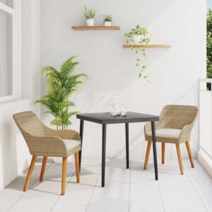 Pood24 Aia söögilaudade komplekt padjaga 3 pcs Beež polürotang