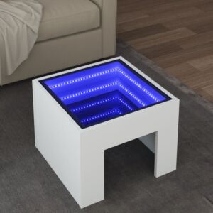 Pood24 kohvilaud LED-tuledega, valge, 40 x 40 x 30 cm