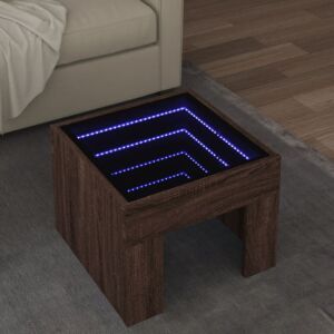 Pood24 kohvilaud LED-tuledega, pruun tamm, 40x40x30 cm