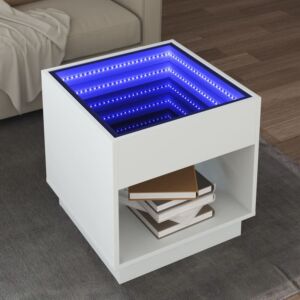 Pood24 kohvilaud LED-tuledega, valge, 50 x 50 x 50 cm