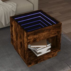 Pood24 kohvilaud LED-tuledega, suitsutatud tamm, 50x50x50 cm