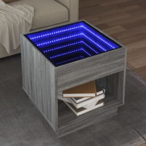 Pood24 kohvilaud LED-tuledega, hall Sonoma tamm, 50x50x50 cm