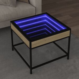 Pood24 kohvilaud LED-tuledega, Sonoma tamm, 50x50x41 cm