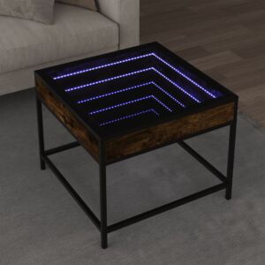 Pood24 kohvilaud LED-tuledega, suitsutatud tamm, 50x50x41 cm