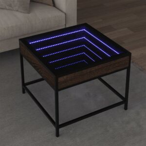 Pood24 kohvilaud LED-tuledega, pruun tamm, 50x50x41 cm