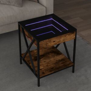 Pood24 kohvilaud LED-tuledega, suitsutatud tamm, 40x40x49 cm