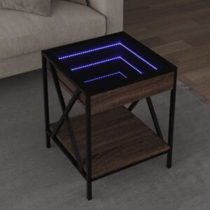 Pood24 kohvilaud LED-tuledega, pruun tamm, 40x40x49 cm