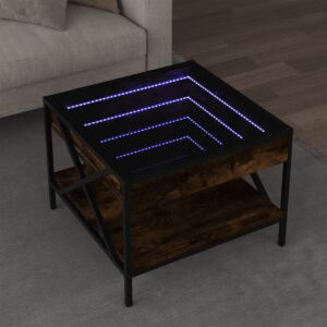 Pood24 kohvilaud LED-tuledega, suitsutatud tamm, 50x50x38 cm