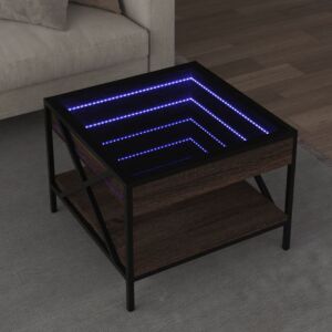 Pood24 kohvilaud LED-tuledega, pruun tamm, 50x50x38 cm