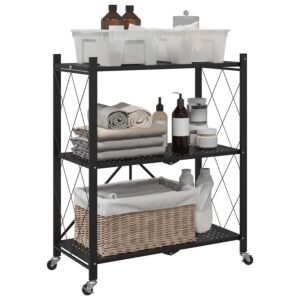 Pood24 ratastel hoiuriiul must 71x34x88 cm teras