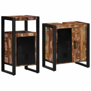 Pood24 Vannitoa mööbleset 2 pcs Pruun 55 x 35 x 60 cm taastatud puit