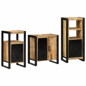 Pood24 Vannitoa mööbleset 3 pcs Pruun 55 x 35 x 60 cm Tugev mango puu