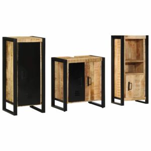 Pood24 Vannitoa mööbleset 3 pcs Pruun 40 x 35 x 90 cm Tugev mango puu