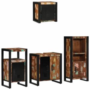 Pood24 Vannitoa mööbleset 4 pcs Mitmevärviline Tugev taastatud puit