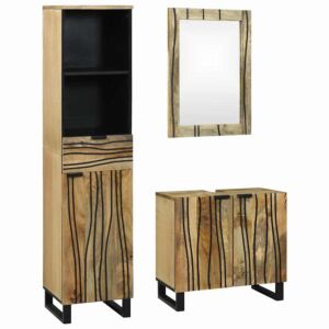 Pood24 Vannitoa mööbleset sahtliga uksega 3 pcs Pruun 38 x 33 x 160 cm