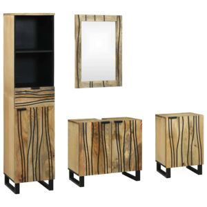 Pood24 Vannitoa mööbleset sahtliga uksega 4 pcs Pruun 38 x 33 x 160 cm