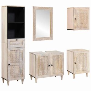 Pood24 Vannitoa mööbleset 5 pcs Valge 38 x 33 x 160 cm mangopuit