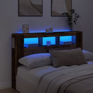 Pood24 LED voodipeatsi vana puit 160x18,5x103,5 cm insenerpuit