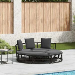 Pood24 Outdoor Lounge Voodi ilma baldahhiinita musta polürotangist