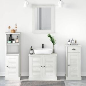 Pood24 Vannitoa mööbleset sahtliga 3 pcs antiikvalge 37 x 34 x 110 cm