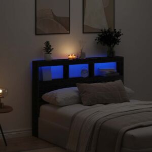 Pood24 voodipeatsi kapp LED-tuledega, musta tamm, 140x17x102 cm