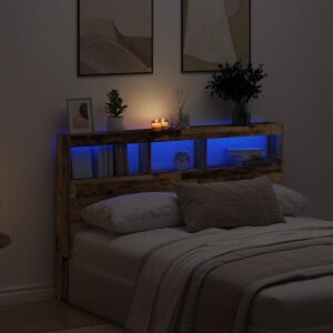 Pood24 voodipeatsi kapp LED-tuledega, vana puit, 160x17x102 cm