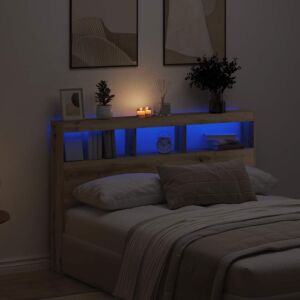 Pood24 voodipeatsi kapp LED-tuledega, kunsttamm, 160x17x102 cm