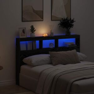 Pood24 voodipeatsi kapp LED-tuledega, musta tamm, 160x17x102 cm