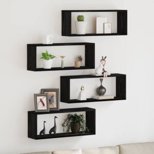 Pood24 Seina Riiulid 4 pcs Must tamm 60 x 15 x 23 cm Tehispuit