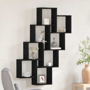 Pood24 Seinariiul riiuliga Must tamm 90 x 15 x 119.5 cm Tehispuit