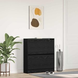 Pood24 Jalanõude kapp uksega Must tamm 80 x 21 x 87.5 cm Tehispuit