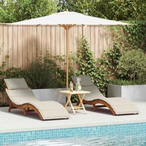 Pood24 Lamamistool padjaga 2 pcs Valge 184 x 55 x 64cm Akaatsiapuit