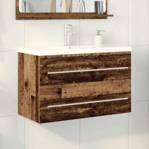 Pood24 Valamu kapp koos valamu 2 pcs Vana puit 80 x 38.5 x 48 cm