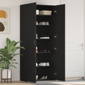 Pood24 Jalatsikapp Must 80x35,5x180 cm Tehispuit