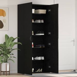 Pood24 Jalatsikapp Must Tamme 80x35,5x180 cm Töödeldud Puit