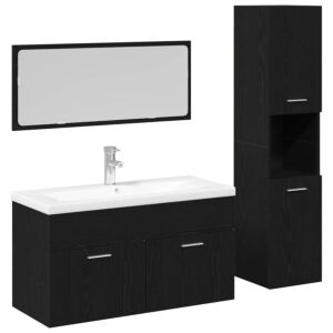 Pood24 Vannitoa mööbleset 2 pcs Must tamm 90 x 38.5 x 46 cm Tehispuit