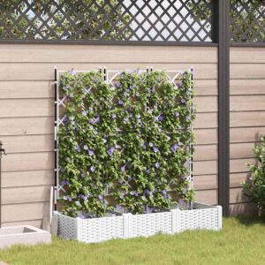Pood24 Aianduk trellisega 3 pcs Valge 120 x 40 x 125.5 cm PP