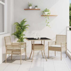 Pood24 Aia söögilaudade komplekt 3 pcs Beež Polürooster