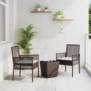 Pood24 3-osaline aed bistroo komplekt padjadega pruuni polürotangi