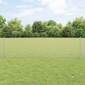 Pood24 Keeratud Traat Aed koos 22 U Postiga Hõbedane 0.6x50 m Teras