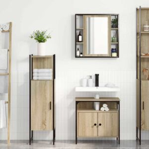 Pood24 Vannitoa mööbleset 3 pcs Pruun 33 x 33 x 120.5 cm Tehispuit