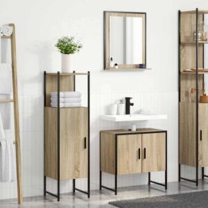 Pood24 Vannitoa mööbleset uksega 3 pcs Pruun 60 x 33 x 60 cm Tehispuit