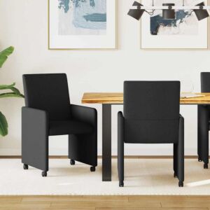 Pood24 Söögitoa Toolid ratastega 2 pcs Must 57 x 66 x 94 cm kangas