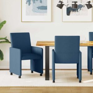 Pood24 Söögitoa Toolid rattaga 2 pcs Sinine 57 x 66 x 94 cm kangas