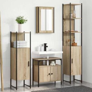 Pood24 Vannitoa mööbleset uksega 4 pcs Sonoma tamm 33 x 33 x 185.5 cm