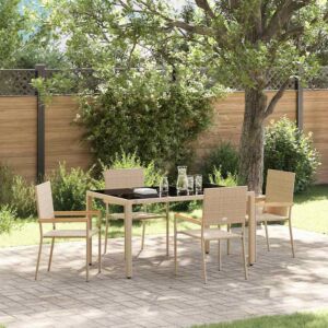 Pood24 Aia söögilaudade komplekt 5 pcs Beež 150 x 90 x 75 cm
