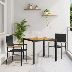 Pood24 Aia söögilaudade komplekt 3 pcs Must ja pruun 90 x 90 x 75 cm