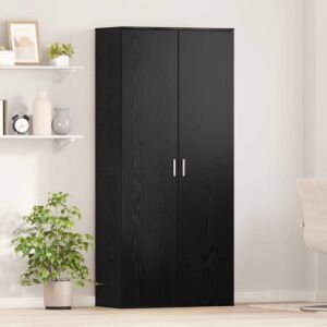 Pood24 Kapp riiuliga uksega Must tamm 80 x 39 x 178 cm Tehispuit